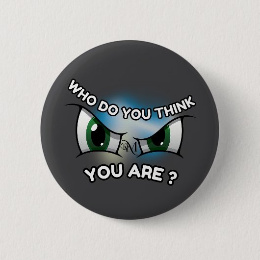 Ronde Button: Wie denk je (grijs) Button 5,7 Cm (Voorkant)