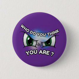 Ronde Button: Wie denk je (paarse) Button 5,7 Cm