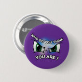 Ronde Button: Wie denk je (paarse) Button 5,7 Cm (Voorkant /achterkant)