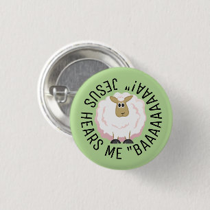 Ronde Cartoon met fluffy Sheep Button 3,2 Cm