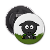 Ronde Cartoon schapen Button Flesopener (Voorkant)