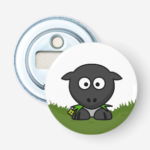 Ronde Cartoon schapen Button Flesopener