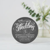 Ronde Chalkboard Rustic Art Wedding Invitations Kaart (Staand voorkant)
