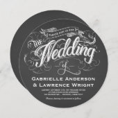 Ronde Chalkboard Rustic Art Wedding Invitations Kaart (Voorkant / Achterkant)