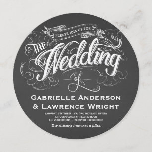 Ronde Chalkboard Rustic Art Wedding Invitations Kaart