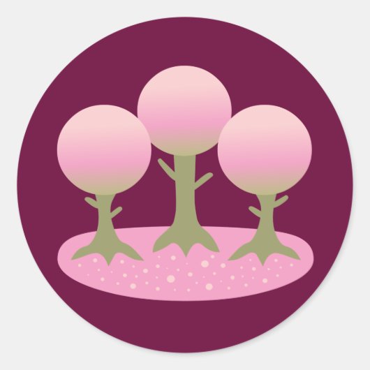 Ronde Cherry Blossom Trees Sticker (Voorkant)
