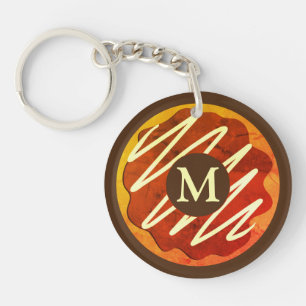 Ronde chocolade doughnut op maat gemaakt monogram sleutelhanger