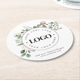 Ronde Circle Custom Company Logo Floral Greenery Kartonnen Onderzetter
