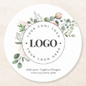 Ronde Circle Custom Company Logo Floral Greenery Kartonnen Onderzetter (Voorkant)