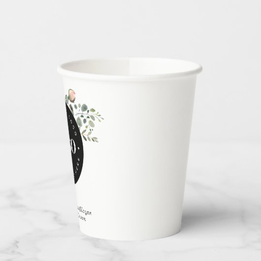 Ronde Circle Custom Company Logo Floral Greenery Papieren Bekers (Links)