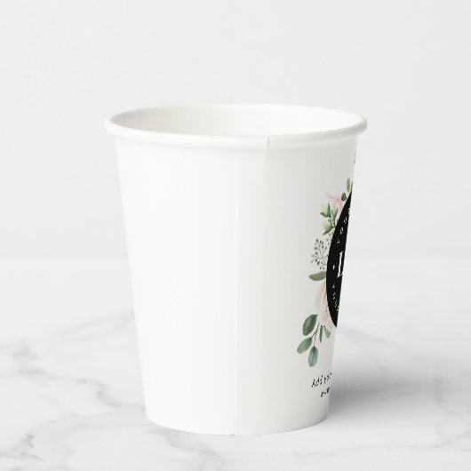 Ronde Circle Custom Company Logo Floral Greenery Papieren Bekers (Rechts)