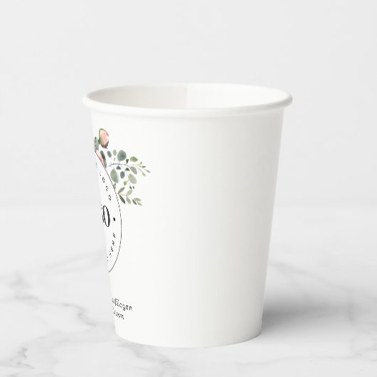 Ronde Circle Custom Company Logo Floral Greenery Papieren Bekers (Links)