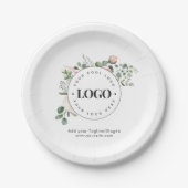Ronde Circle Custom Company Logo Floral Greenery Papieren Bordje (Voorkant)