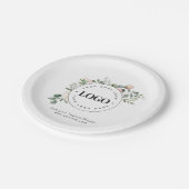 Ronde Circle Custom Company Logo Floral Greenery Papieren Bordje (Gekanteld)