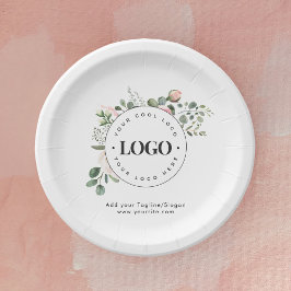 Ronde Circle Custom Company Logo Floral Greenery Papieren Bordje