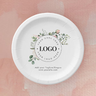 Ronde Circle Custom Company Logo Floral Greenery Papieren Bordje