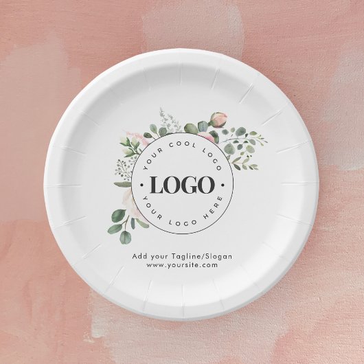 Ronde Circle Custom Company Logo Floral Greenery Papieren Bordje