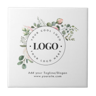 Ronde Circle Custom Company Logo Floral Greenery Tegeltje