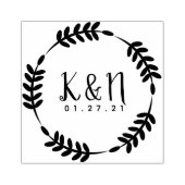 Ronde cirkelvormige bladeren Initiaal Logo bruilof Rubberstempel (Afrduk)