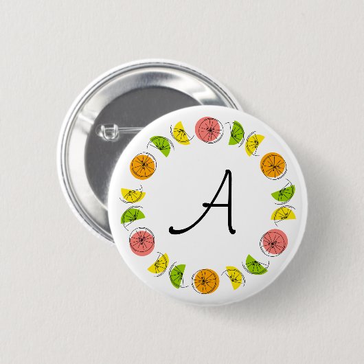Ronde Citrus Multi Circle Monogram Ronde Button 5,7 Cm (Voorkant /achterkant)
