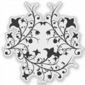 Ronde Cluster van  Zwart Abstract Bloemen Sticker (Voorkant)