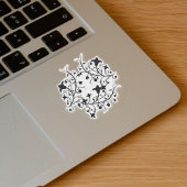 Ronde Cluster van Zwart Abstract Bloemen Sticker