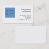 Ronde Corner Blue White Monogram Visitekaartje (Voorkant / Achterkant)