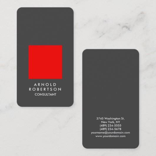 Ronde Corner Red Gray Elegant Visitekaartje (Voorkant / Achterkant)