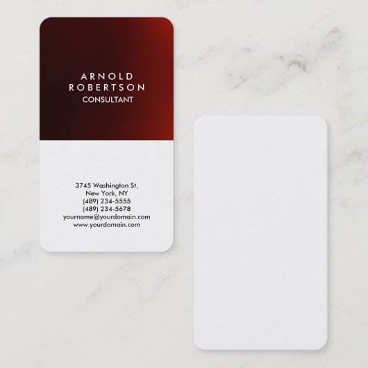 Ronde Corner Red White Elegant Visitekaartje (Voorkant / Achterkant)