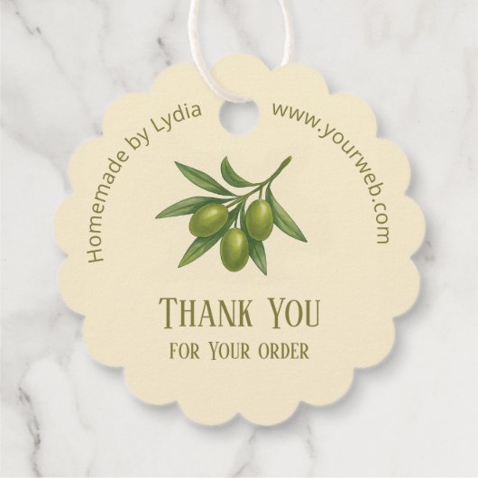 Ronde Custom Business Bedankt Label met olijven (Achterkant)