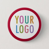Ronde custom speld met logo donkerrood knopje op d button 5,7 cm (Voorkant)