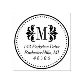 Ronde Damask Monogram Initiaal Retouradres Rubberstempel (Afrduk)