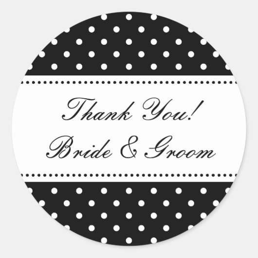Ronde Dank u stickers voor huwelijksgunsten (Voorkant)