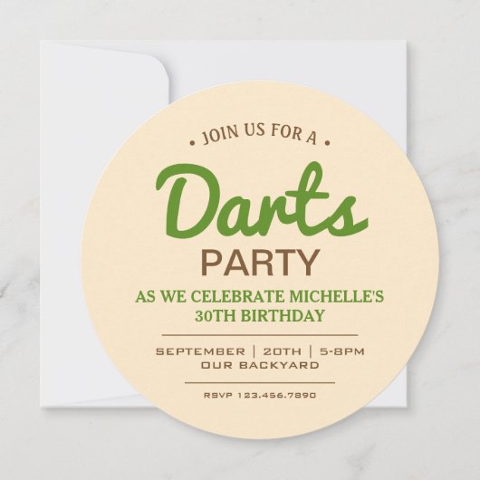 Ronde Darts Game Verjaardag Party Uitnodiging (Achterkant)