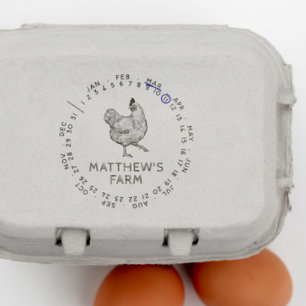 Ronde Datum van de Maand Landelijk Kip Ei Boerderi Rubberstempel