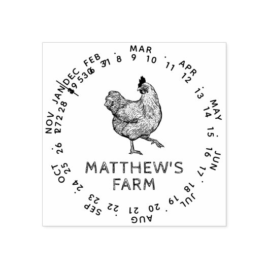 Ronde datum van maand Rustic Chicken Eg Boerderij Rubberstempel (Afrduk)