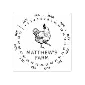 Ronde datum van maand Rustic Chicken Eg Boerderij Rubberstempel (Afrduk)