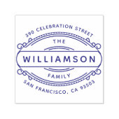 Ronde Deco Rand Familienaam & Retouradres Zelfinktende Stempel (Design)