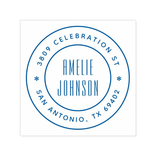 Ronde Deco Typografie Naam Retouradres Zelfinktende Stempel (Design)