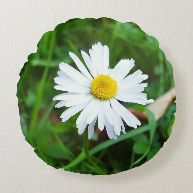 Ronde decoratieve kussens, marguerietpatroon rond kussen (Voorkant)