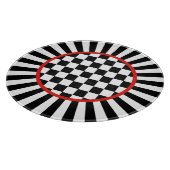 Ronde decoratieve snijplank van glas met narrenrui (Hoek)