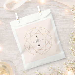 Ronde Diamant Gem Geometrische Monogram Chique Bru Bedankzakje