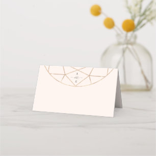 Ronde Diamant Gem Geometrische Monogram Chique Bru Plaatskaartje