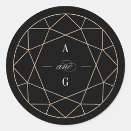 Ronde Diamant Gem Geometrische Monogram Chique Bru Sticker
