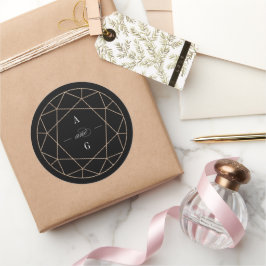 Ronde Diamant Gem Geometrische Monogram Chique Bru Sticker