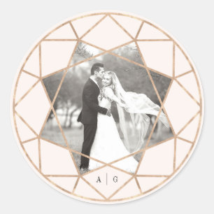 Ronde diamant geometrische chique bruiloft foto sticker