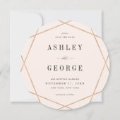 Ronde diamant geometrische edelsteen moderne chiqu save the date (Achterkant)