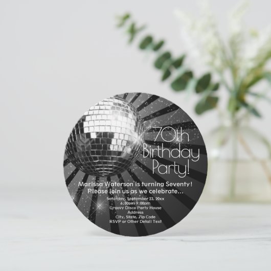 Ronde Discobal 70e verjaardagsfeest Kaart (Staand voorkant)