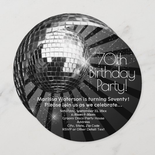 Ronde Discobal 70e verjaardagsfeest Kaart (Voorkant / Achterkant)