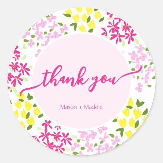 Ronde Ditsy Bloem Favor Sticker (Voorkant)
